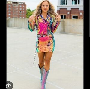 NWT RARE HTF SOUTHERN FRIED CHICS SEQUIN SKIRT & JACKET SET 3X/2X